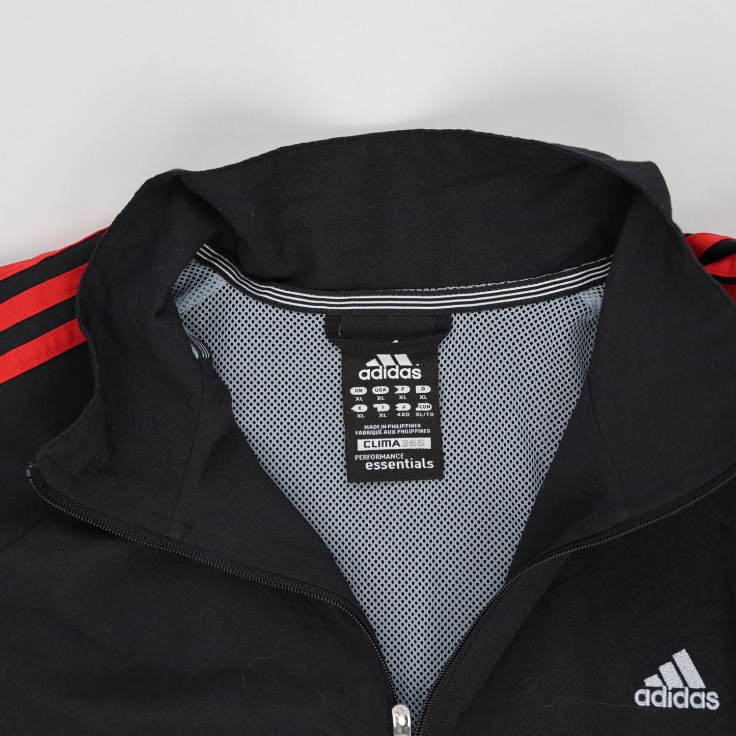 adidas Clima365 Black Track Jacket with Red Stripes for Men Size XL Polyester