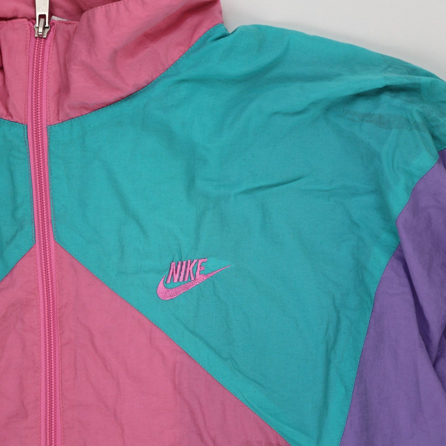 Nike Vintage 1992 Barcelona Colour Block Windbreaker Jacket Pink Teal Purple Size L Nylon