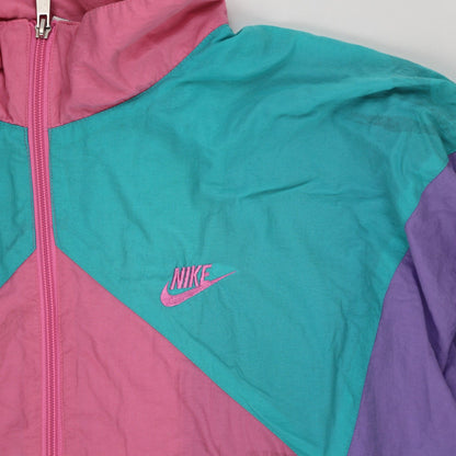 Nike Vintage 1992 Barcelona Colour Block Windbreaker Jacket Pink Teal Purple Size L Nylon