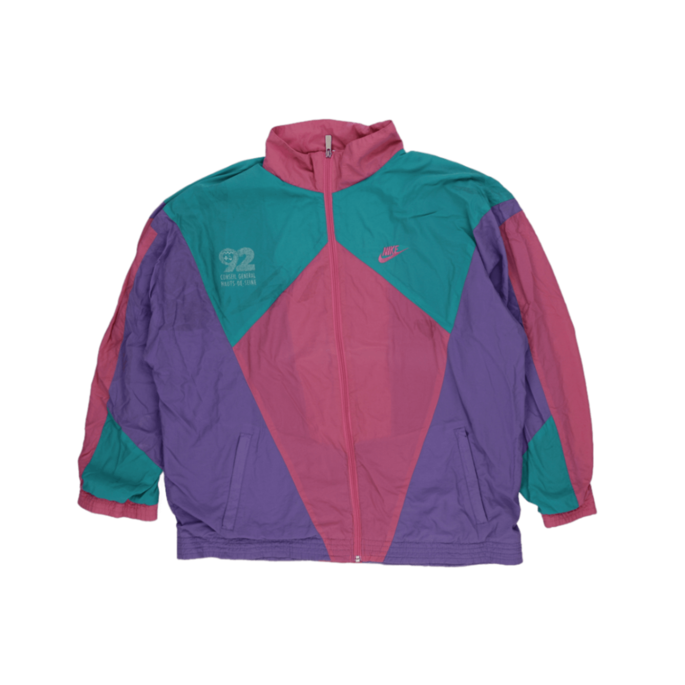 Nike Vintage 1992 Barcelona Colour Block Windbreaker Jacket Pink Teal Purple Size L Nylon