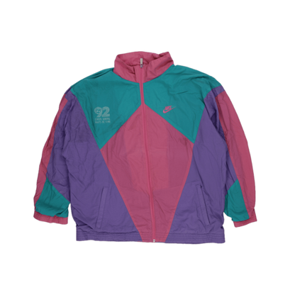 Nike Vintage 1992 Barcelona Colour Block Windbreaker Jacket Pink Teal Purple Size L Nylon