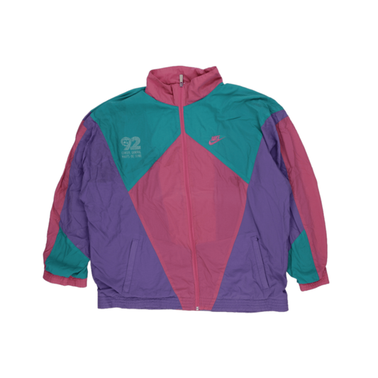 Nike Vintage 1992 Barcelona Colour Block Windbreaker Jacket Pink Teal Purple Size L Nylon