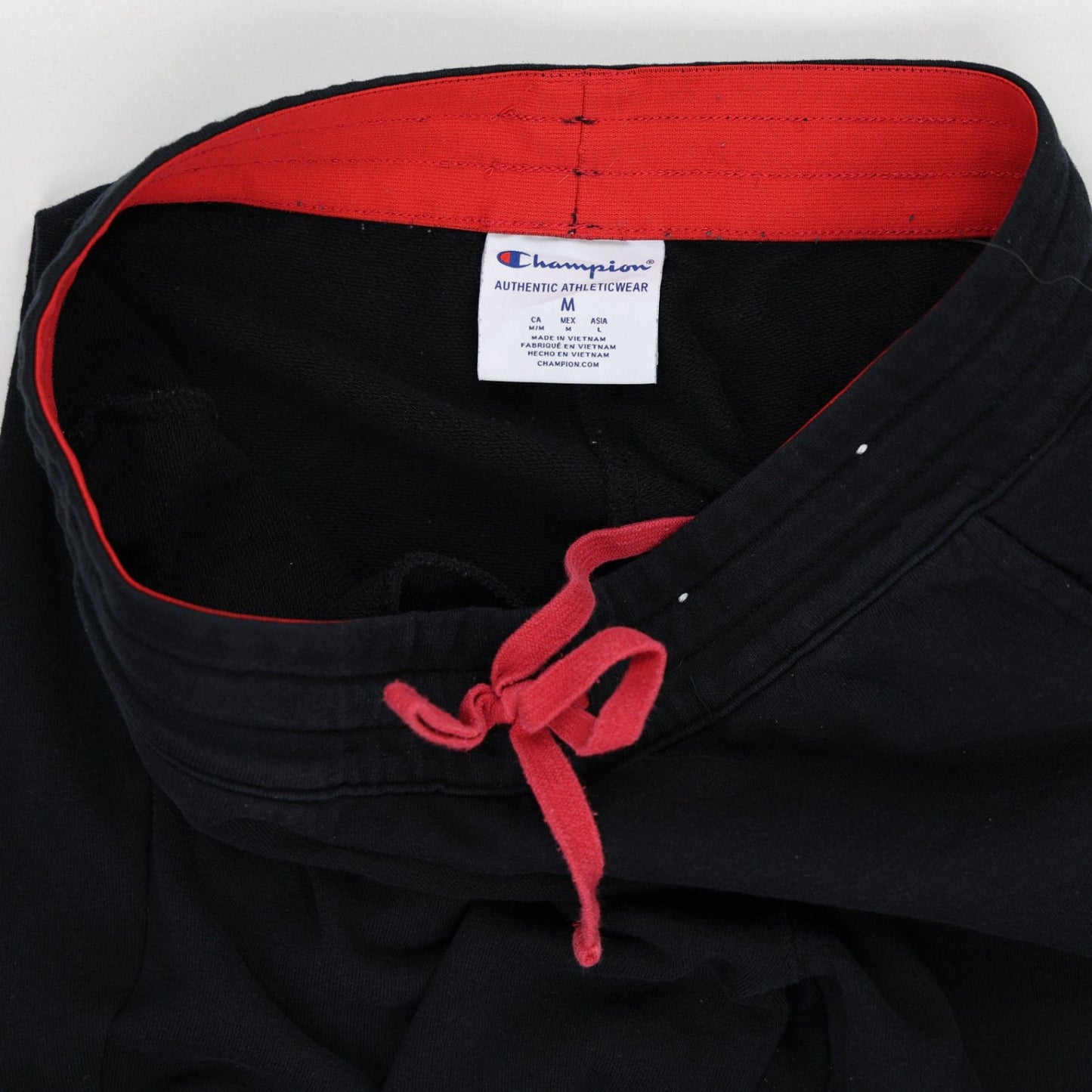 Champion Black Red Stripe Joggers Mens Medium Cotton Blend 76 cm Inseam 38 cm Waist