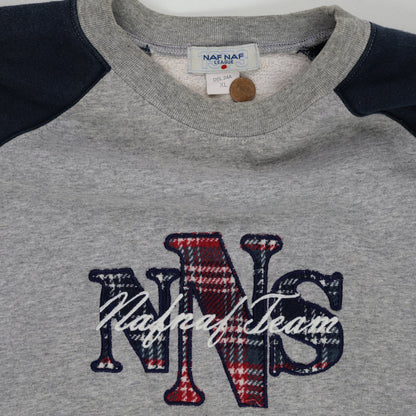 Naf Naf League Vintage XL Grey Navy Crew Neck Sweatshirt Cotton Blend Men's Activewear
