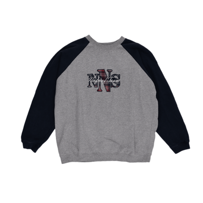 Naf Naf League Vintage XL Grey Navy Crew Neck Sweatshirt Cotton Blend Men's Activewear