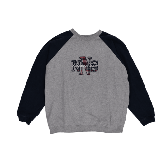 Naf Naf League Vintage XL Grey Navy Crew Neck Sweatshirt Cotton Blend Men's Activewear