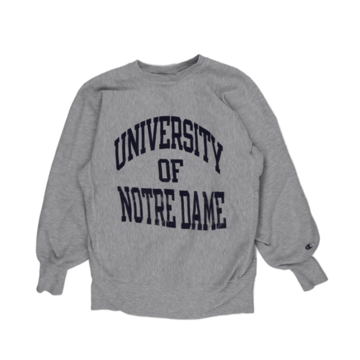 Champion Vintage Grey Crewneck Sweatshirt Large Cotton Blend University of Notre Dame