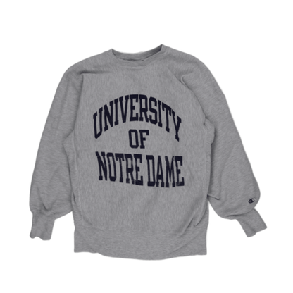 Champion Vintage Grey Crewneck Sweatshirt Large Cotton Blend University of Notre Dame