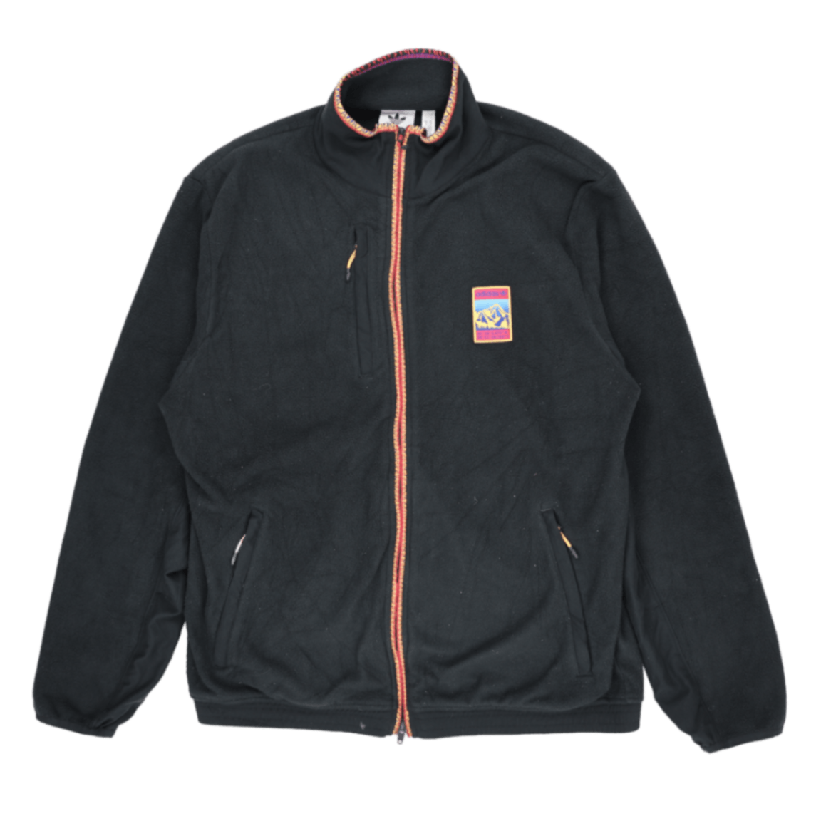 Adidas Originals Black Fleece Outdoor Jacket Size Large Vintage High Collar