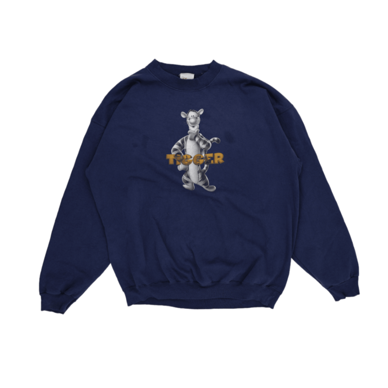 Disney Store Vintage Tigger Navy Pullover Sweatshirt Unisex Large Cotton Blend Crew Neck