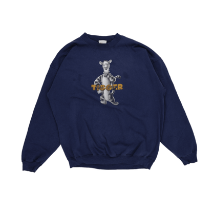 Disney Store Vintage Tigger Navy Pullover Sweatshirt Unisex Large Cotton Blend Crew Neck