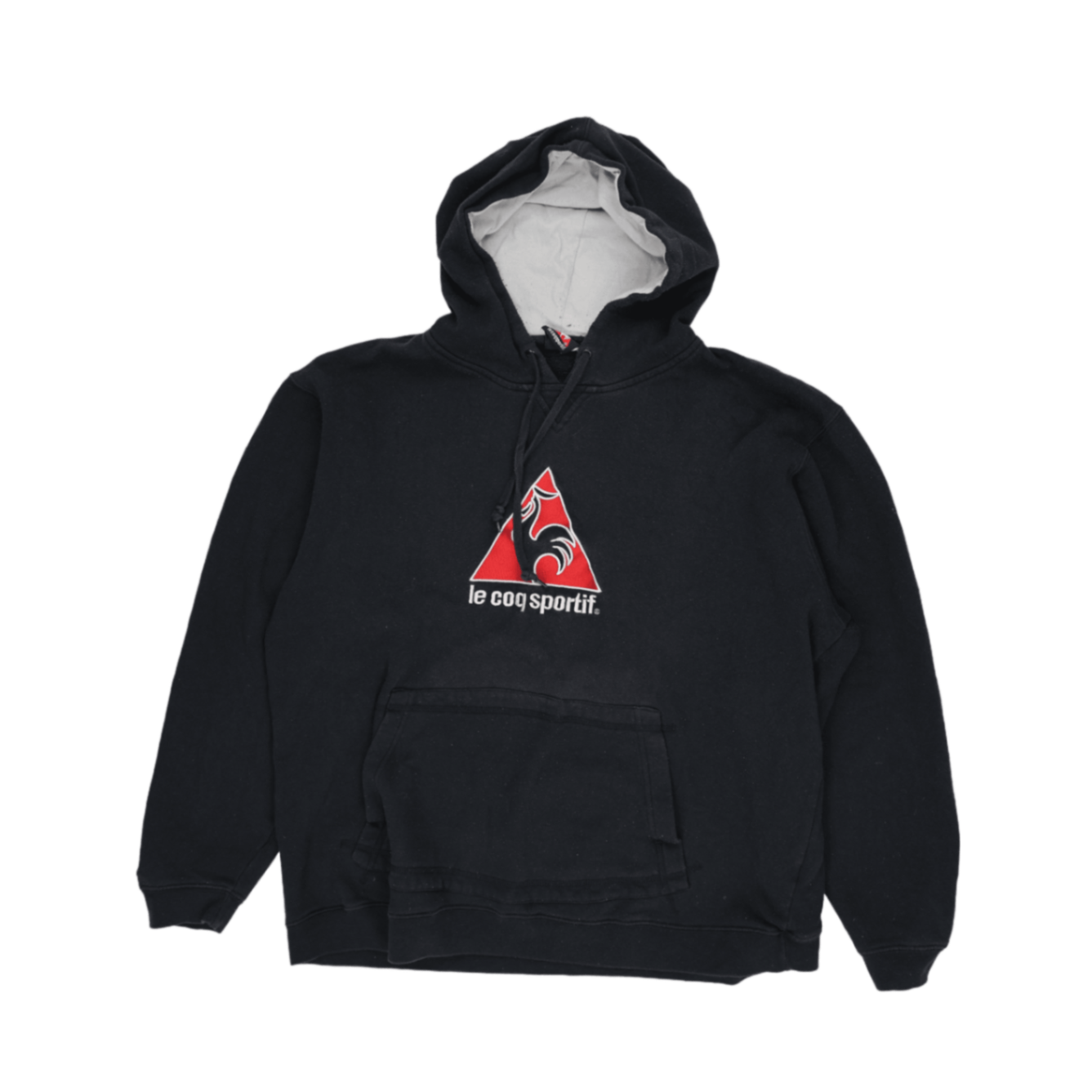 Le Coq Sportif Vintage Black Pullover Hoodie Men Large Cotton Blend