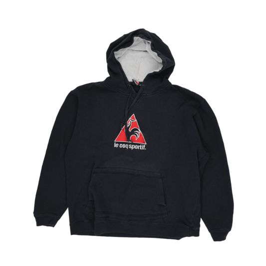 Le Coq Sportif Vintage Black Pullover Hoodie Men Large Cotton Blend
