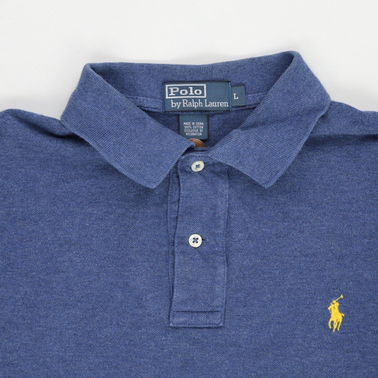 Ralph Lauren Long Sleeve Polo Shirt Blue Large 100 Percent Cotton