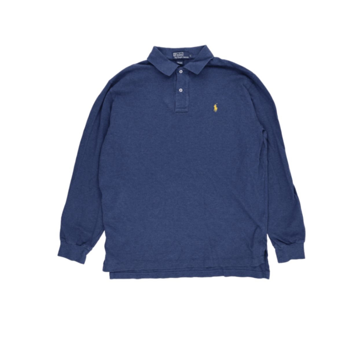 Ralph Lauren Long Sleeve Polo Shirt Blue Large 100 Percent Cotton