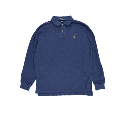 Ralph Lauren Long Sleeve Polo Shirt Blue Large 100 Percent Cotton