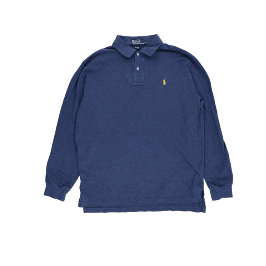 Ralph Lauren Long Sleeve Polo Shirt Blue Large 100 Percent Cotton