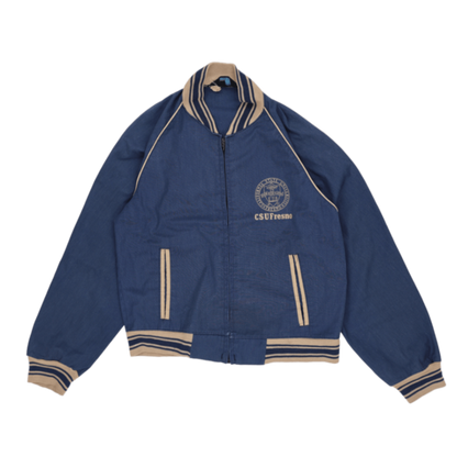 Champion Vintage CSU Fresno Varsity Jacket Blue Medium Cotton Blend