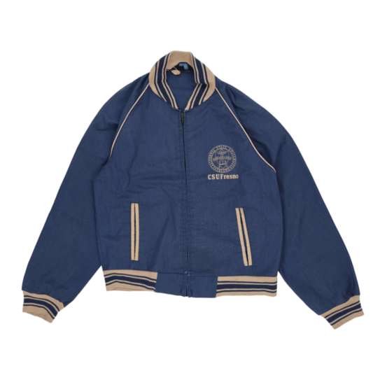 Champion Vintage CSU Fresno Varsity Jacket Blue Medium Cotton Blend