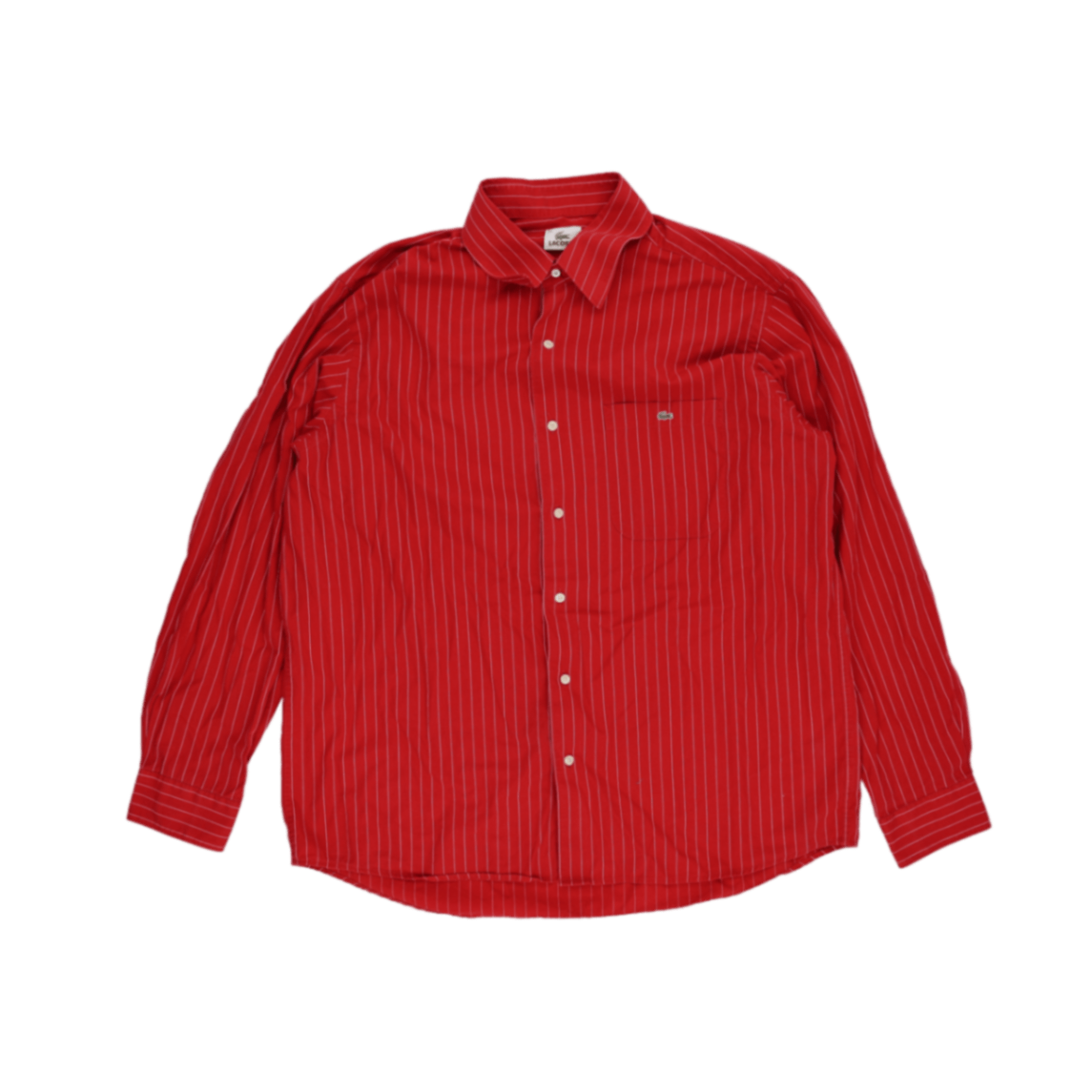 Lacoste Red Striped Cotton Long Sleeve Shirt Size 43 Large
