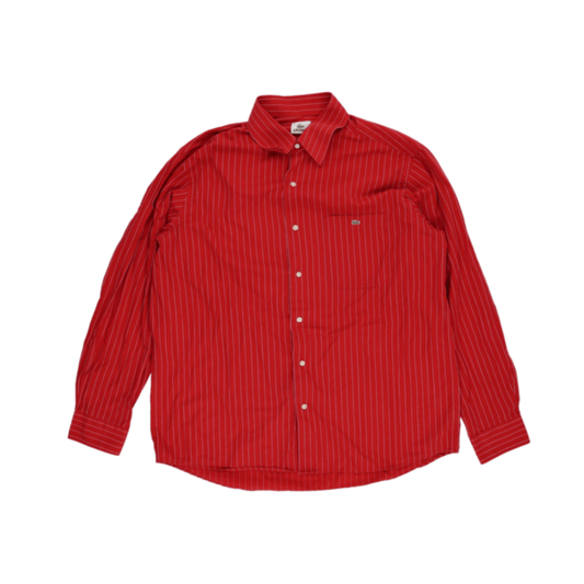 Lacoste Red Striped Cotton Long Sleeve Shirt Size 43 Large