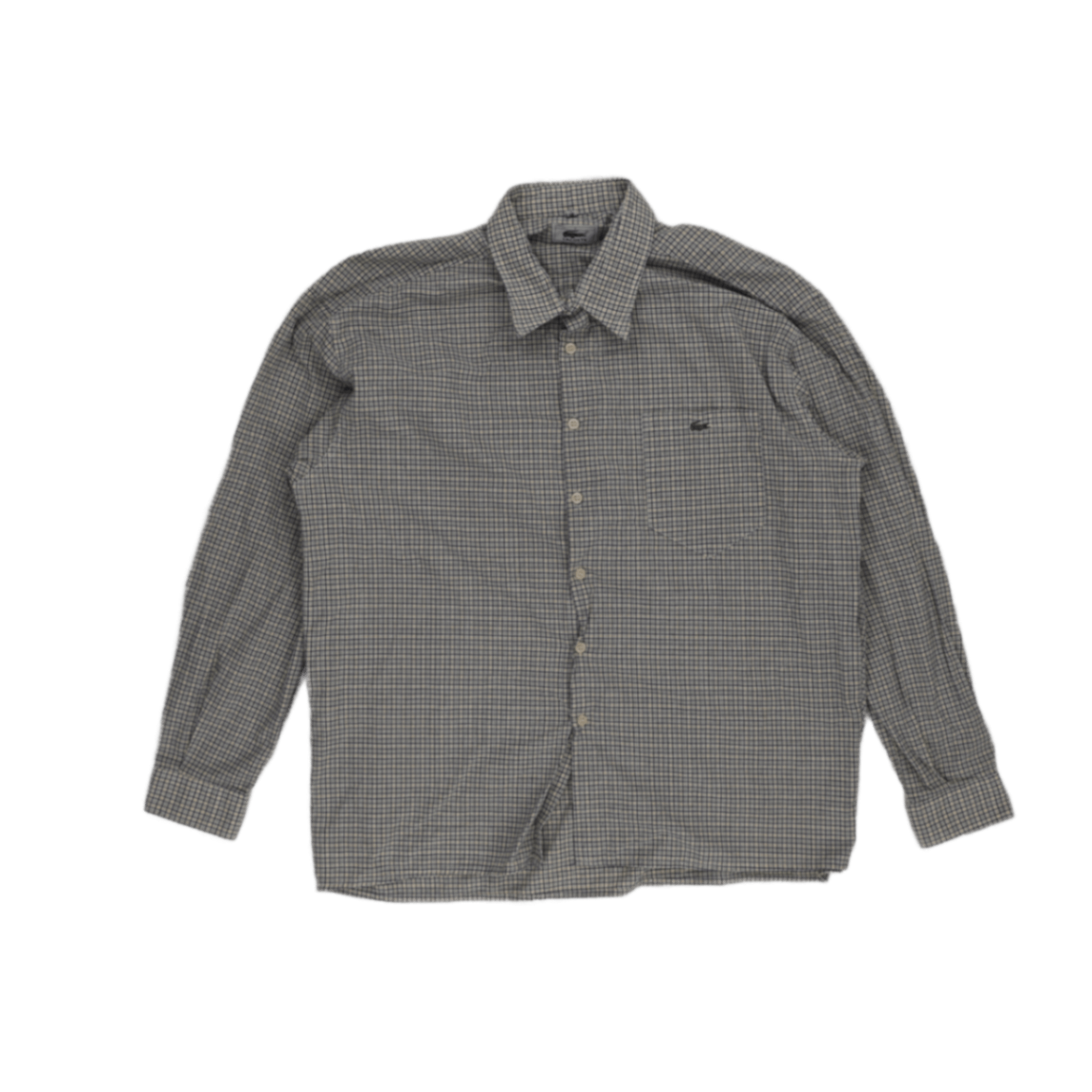 Lacoste Men's Cotton Long Sleeve Checked Button Up Shirt Grey XL