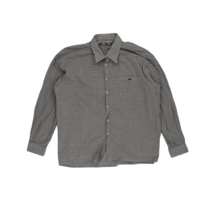 Lacoste Men's Cotton Long Sleeve Checked Button Up Shirt Grey XL