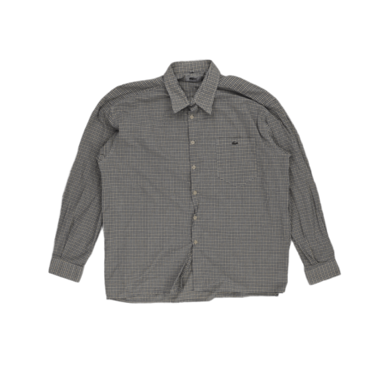 Lacoste Men's Cotton Long Sleeve Checked Button Up Shirt Grey XL