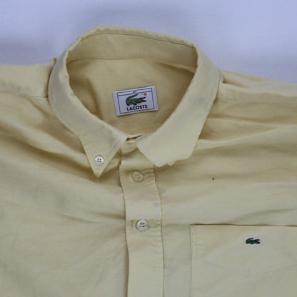 Lacoste Classic Fit Pale Yellow Button Down Shirt Size 41 Large Cotton Mens