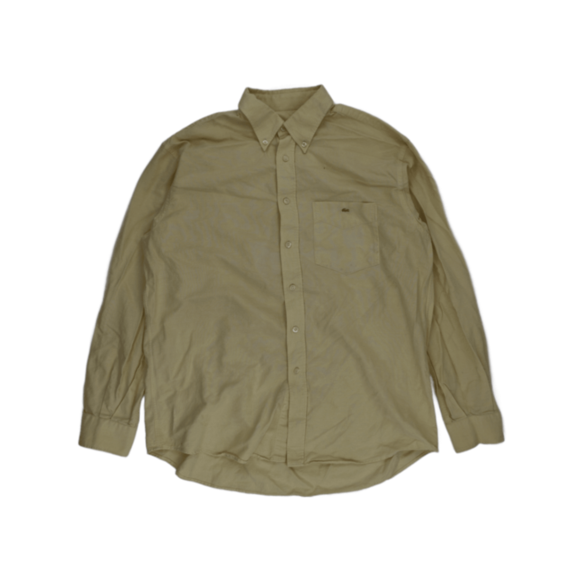 Lacoste Classic Fit Pale Yellow Button Down Shirt Size 41 Large Cotton Mens