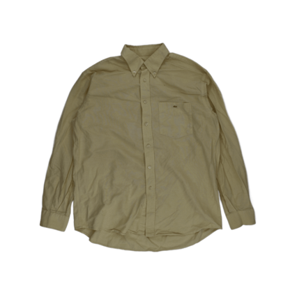 Lacoste Classic Fit Pale Yellow Button Down Shirt Size 41 Large Cotton Mens