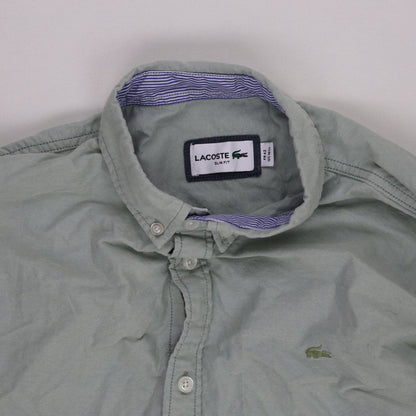Lacoste Long Sleeve Button Down Shirt Green EU42 UK16 Large Cotton