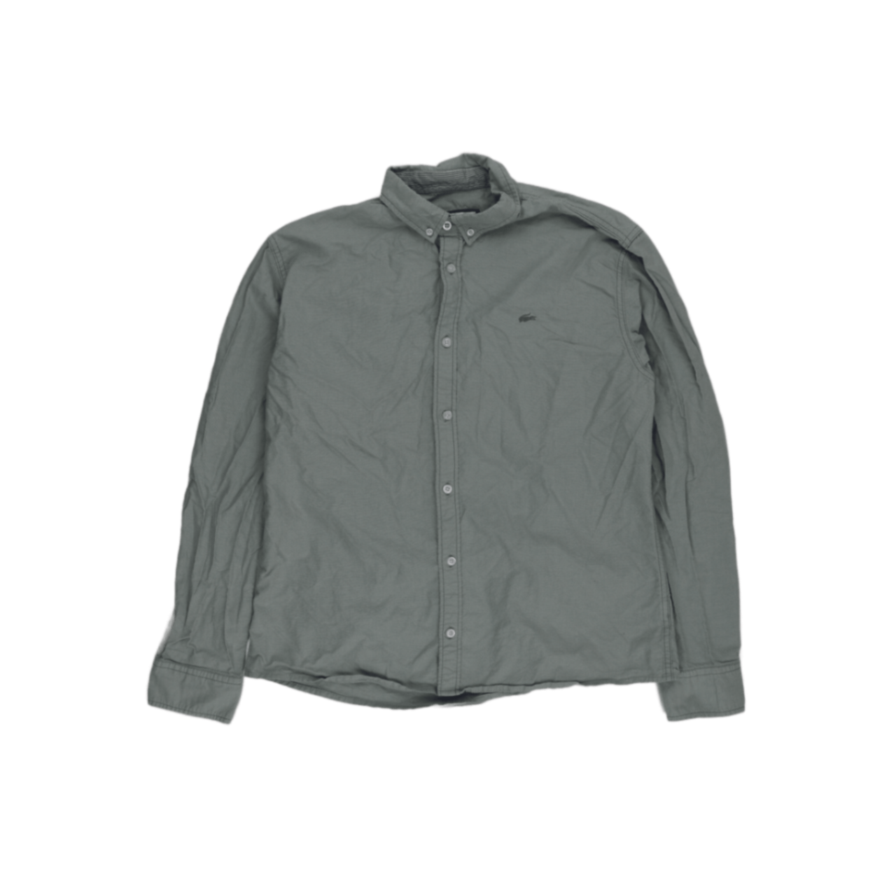Lacoste Long Sleeve Button Down Shirt Green EU42 UK16 Large Cotton