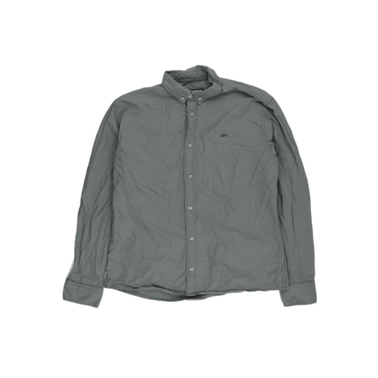Lacoste Long Sleeve Button Down Shirt Green EU42 UK16 Large Cotton