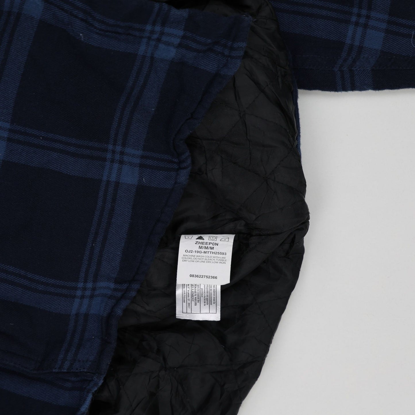 Wrangler Navy Hooded Flannel Shirt Jacket Men Medium Cotton Blend