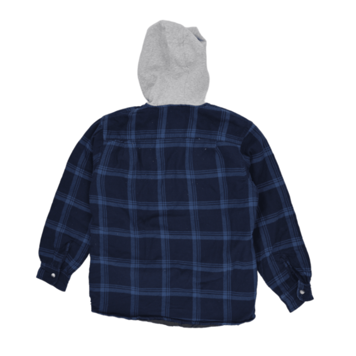 Wrangler Navy Hooded Flannel Shirt Jacket Men Medium Cotton Blend