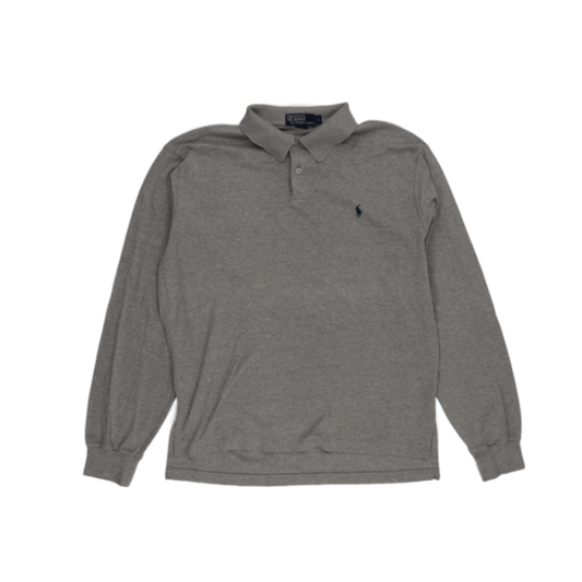 Ralph Lauren Grey Polo Shirt Mens Large Cotton Collared