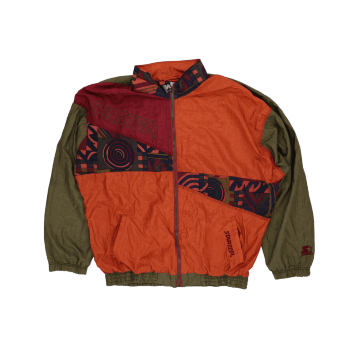 Vintage Starter Rugged Terrain Jacket Multi-Colour Large 100 Percent Nylon Outdoor Jacket Stand Collar 1990s