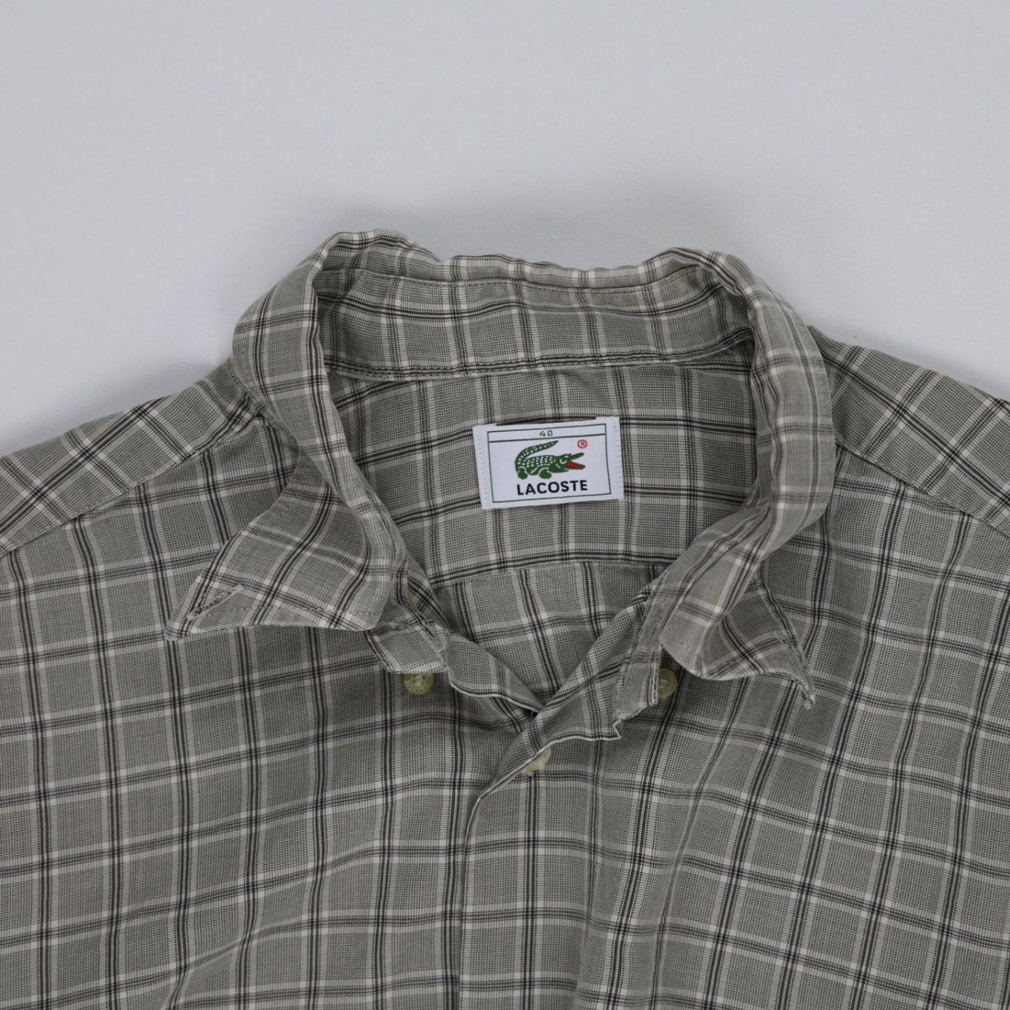 Lacoste Men's Button Down Shirt Grey Size 40 Cotton Long Sleeve