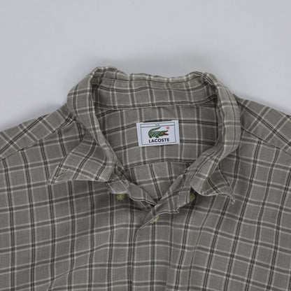 Lacoste Men's Button Down Shirt Grey Size 40 Cotton Long Sleeve