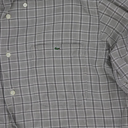 Lacoste Men's Button Down Shirt Grey Size 40 Cotton Long Sleeve