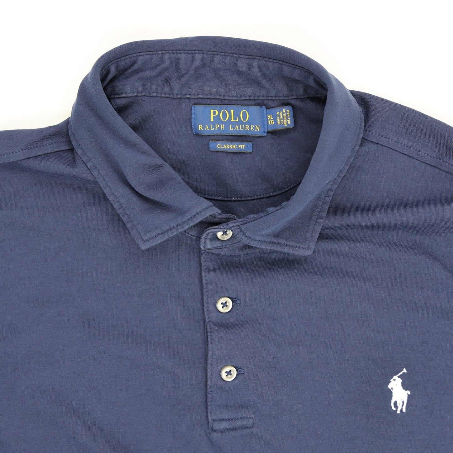 Ralph Lauren Classic Fit Polo Shirt Navy XL Cotton Long Sleeve Mens