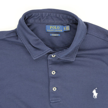 Ralph Lauren Classic Fit Polo Shirt Navy XL Cotton Long Sleeve Mens