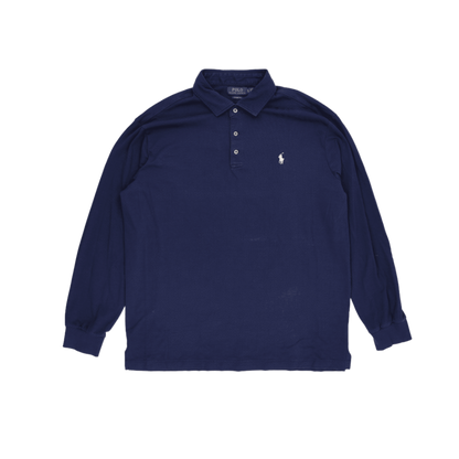 Ralph Lauren Classic Fit Polo Shirt Navy XL Cotton Long Sleeve Mens