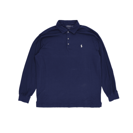 Ralph Lauren Classic Fit Polo Shirt Navy XL Cotton Long Sleeve Mens