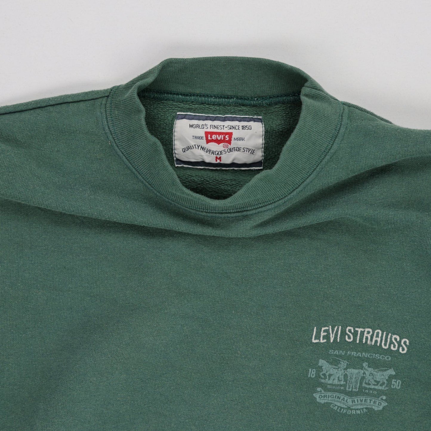 Levi's Green Crew Neck Sweatshirt Men's Medium Cotton Vintage