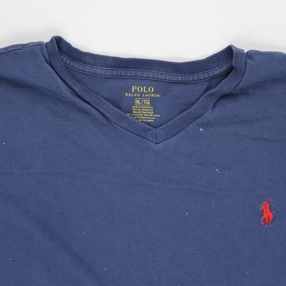 Polo Ralph Lauren Men's Navy V-Neck Short Sleeve T-Shirt XL 100% Cotton