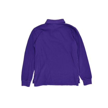 Ralph Lauren Purple Long Sleeve Polo Shirt XL Cotton Vintage Mens