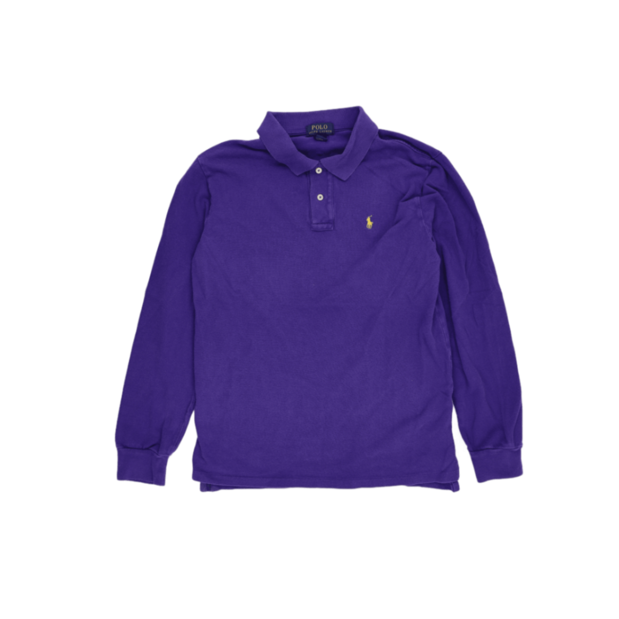 Ralph Lauren Purple Long Sleeve Polo Shirt XL Cotton Vintage Mens