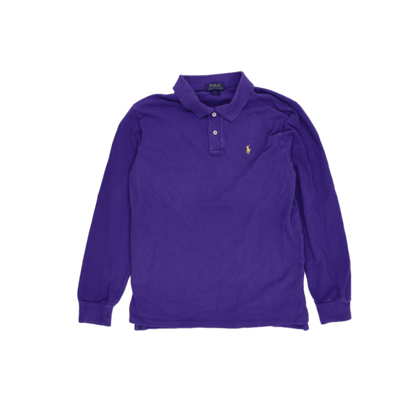 Ralph Lauren Purple Long Sleeve Polo Shirt XL Cotton Vintage Mens